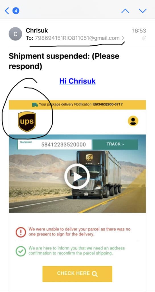 Phishing email