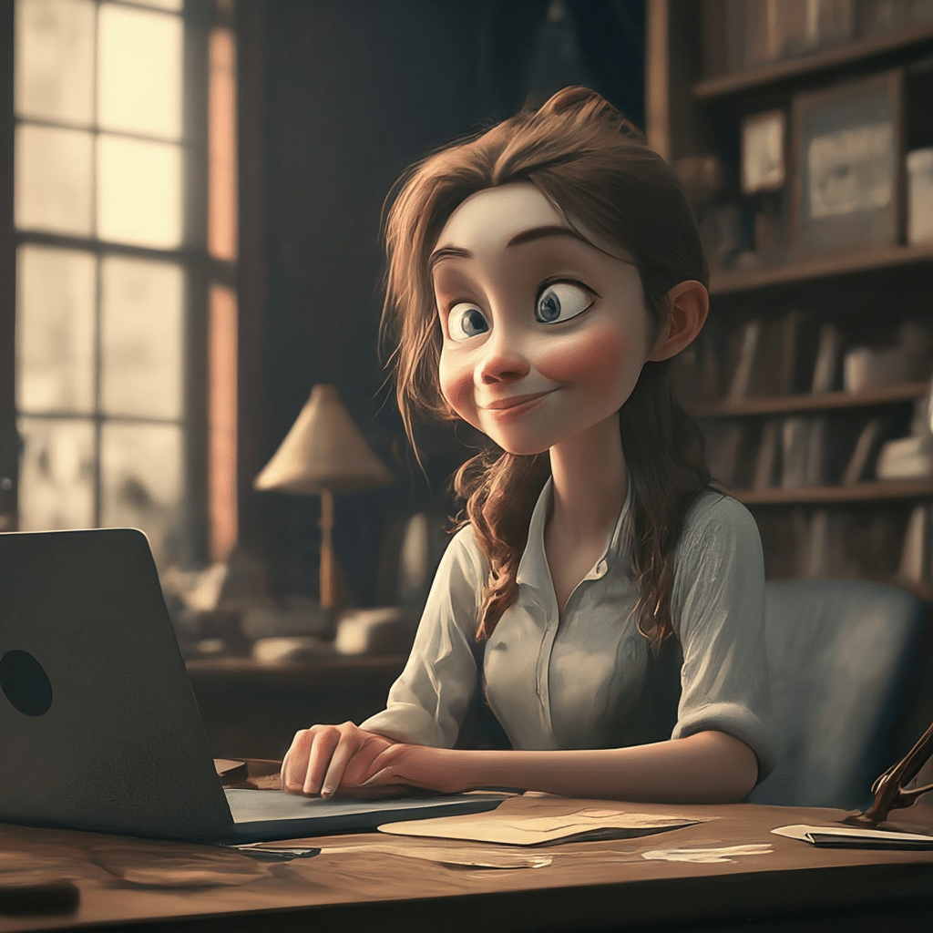 Lady with searching on laptop