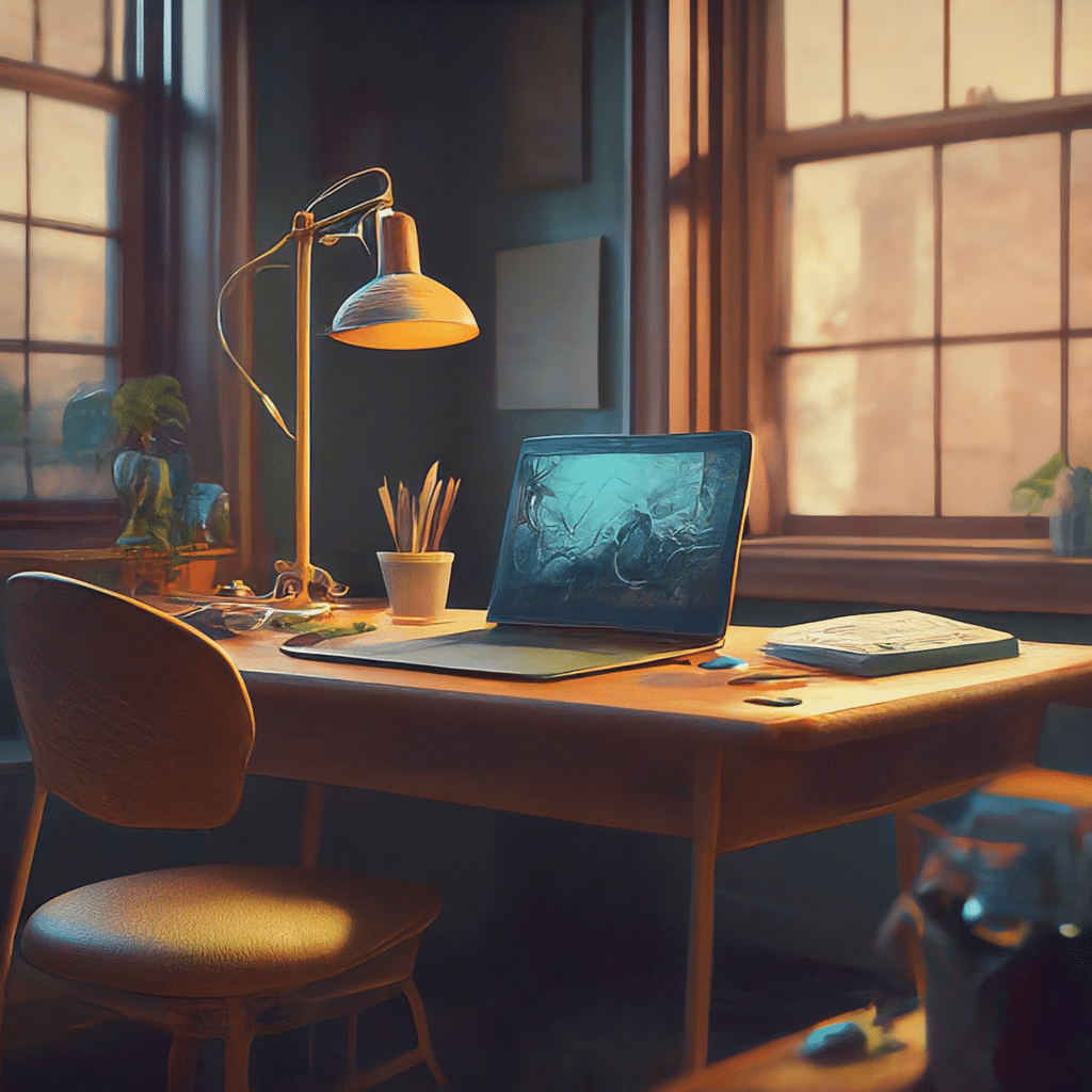 Laptop in an office