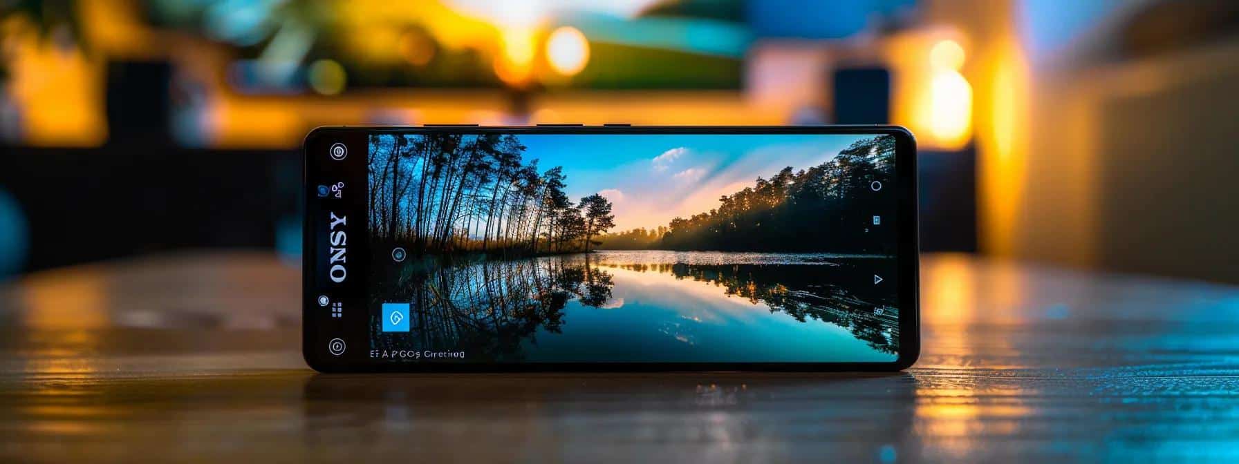 a smartphone displaying a perfectly optimised, vibrant image on a sleek, modern website interface.