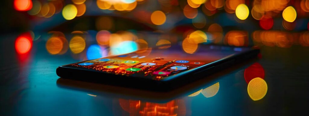 a sleek smartphone displaying a lightning-fast loading website on a vibrant screen.