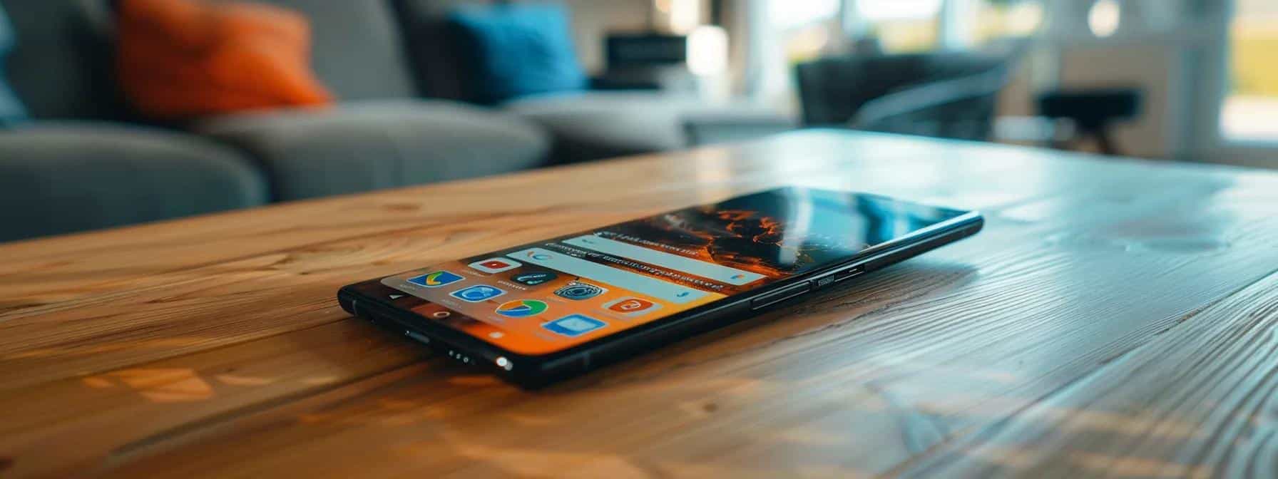 a smartphone displaying a website with fast-loading, optimized fonts and above-the-fold content, providing a seamless browsing experience for users.