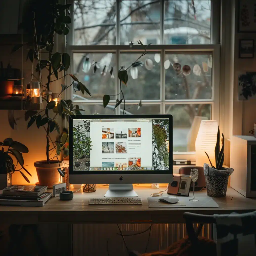 a modern workspace featuring a sleek computer screen displaying an intuitive wordpress interface, surrounded by minimalist decor and soft ambient lighting, capturing the essence of setting up an online shop.